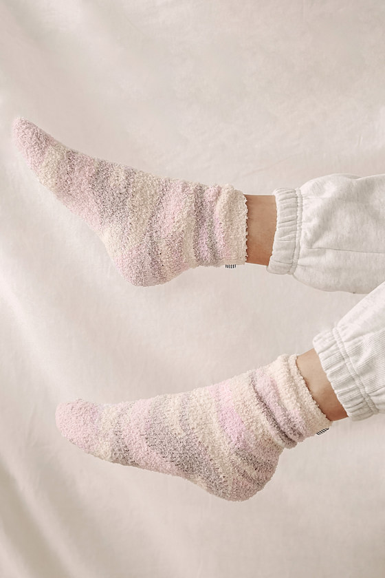 Front and Center Pink Multi Camo Print Plush Socks 1