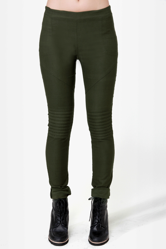 Down for Whatever Olive Green Skinny Pants
