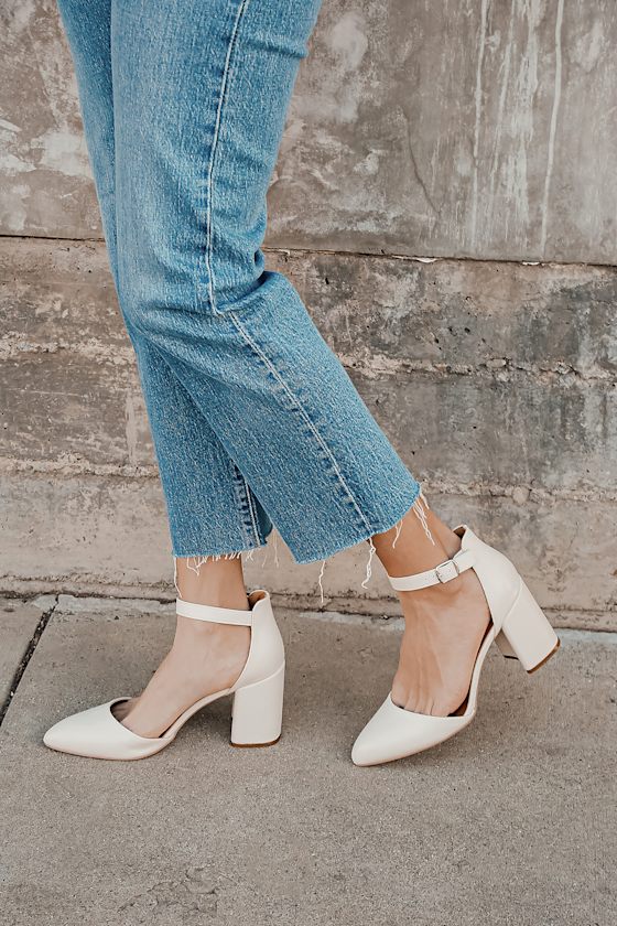 off white heels blue