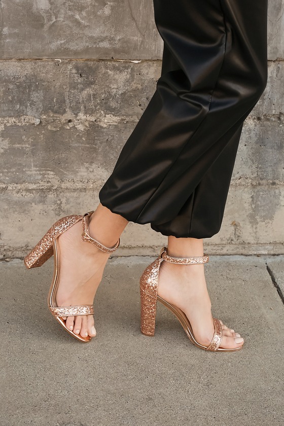 rose gold ankle strap sandals