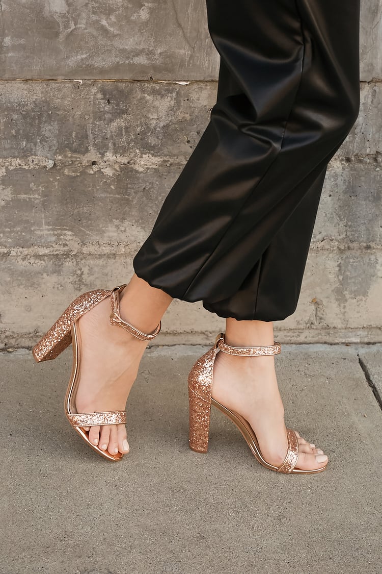 rose gold glittery pumps