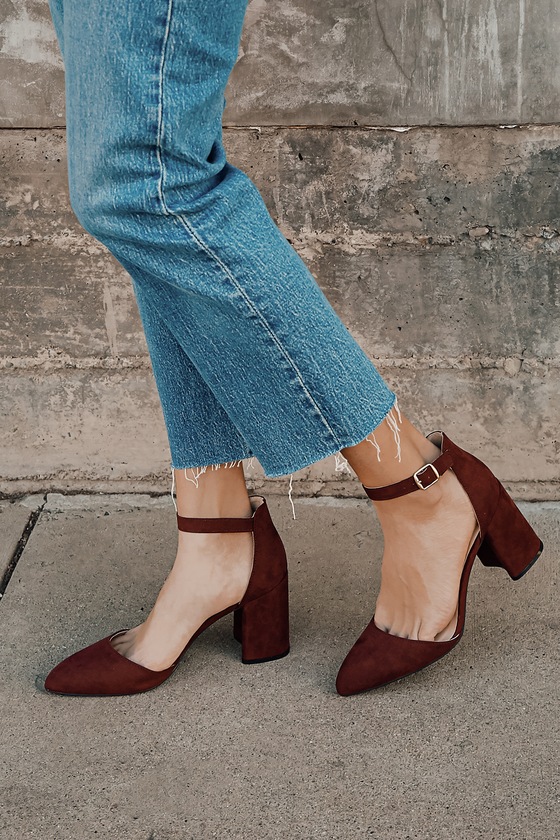 Jada In Maroon Pyrosi Wear Block Heels | Shopee Philippines