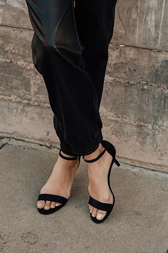 Published Author Black Suede Ankle Strap Heels 1