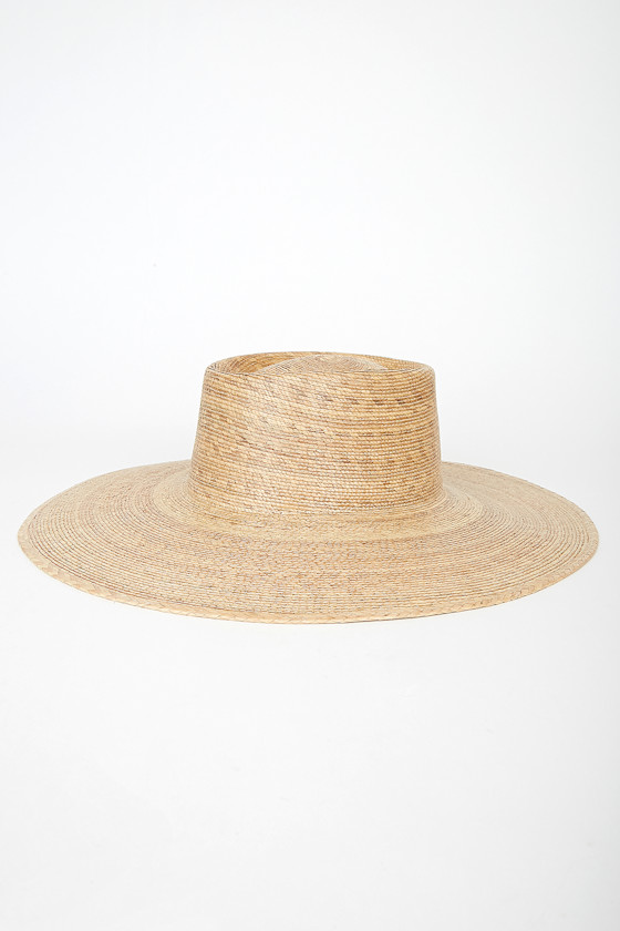 Palma Tan Wide-Brimmed Boater Hat 1