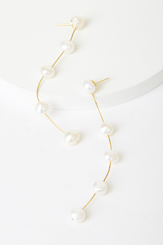 Camilla 14KT Gold Pearl Drop Earrings 2