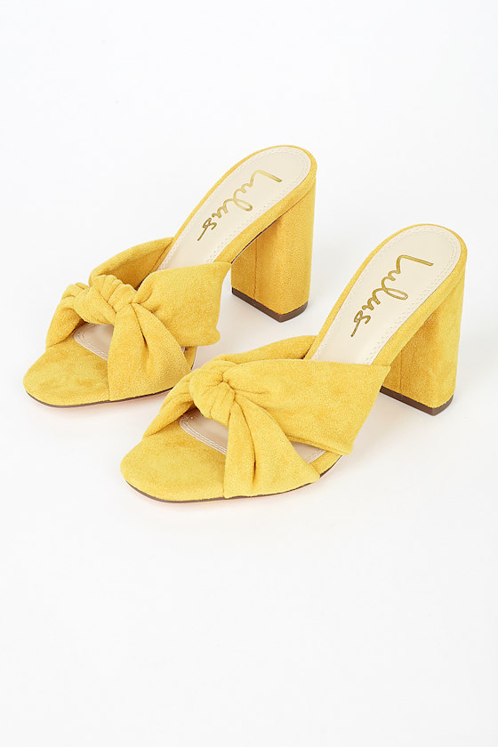 Jenissa Marigold Suede Knotted High Heel Sandals 2