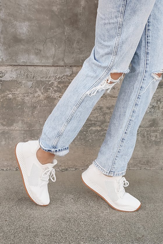 Ophelia White Knit Sneakers 1