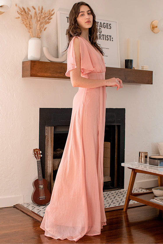Total Enchantment Dusty Pink Flutter Sleeve Maxi Dress 5