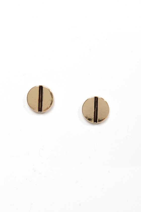 Turn of the Screw Gold Stud Earrings