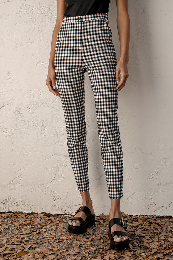 Black and white pants clearance womens