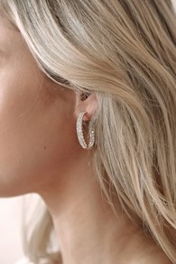 Oh My Elegance Gold Rhinestone Hoop Earrings 1