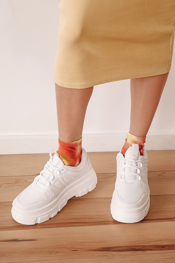 White Chunky Sneakers - Platform Sneakers - '90s Sneakers - Lulus