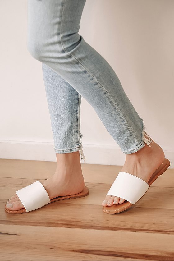 Addison White Slide Sandals 1