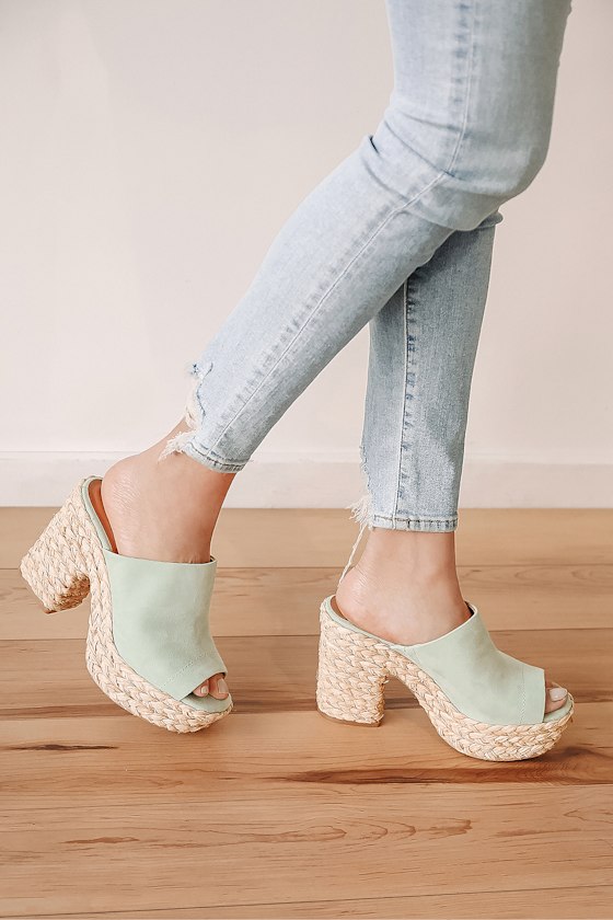 Mint Green Sandals Raffia Sandals Platform Sandals Lulus