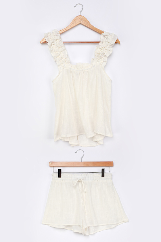 Off to Dream Land Ivory Two-Piece Pajama Set 1