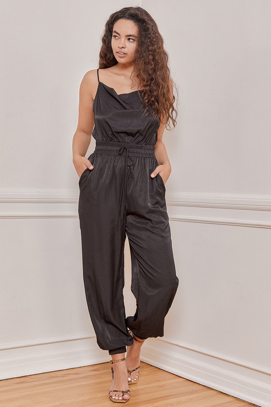 black sleeveless jumpsuit