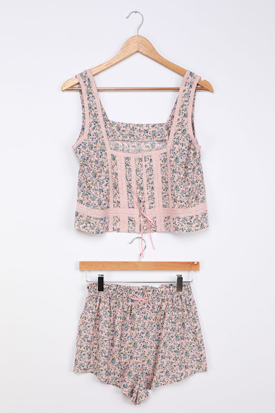 Have the Sweetest Dreams Pink Floral Print Two-Piece Pajama Set 2