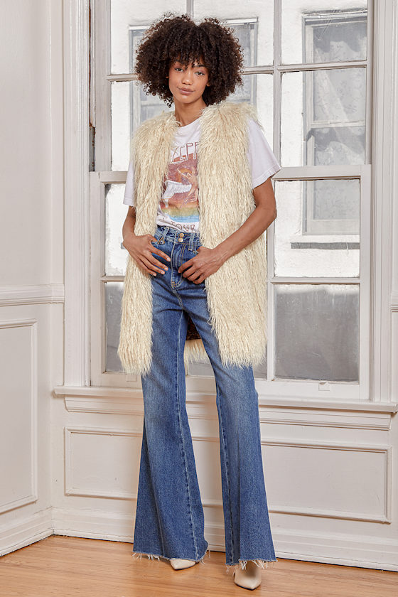 Starlight Mongolian Cream Faux Fur Vest 9