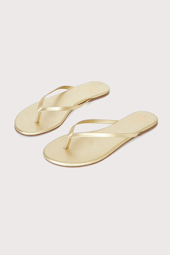 Lila Gold Nappa Leather Thong Sandals 3