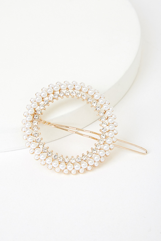 Forever and Then Some 18KT Gold Rhinestone and Pearl Hair Pin 3