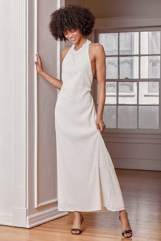 ivory polka dot dress