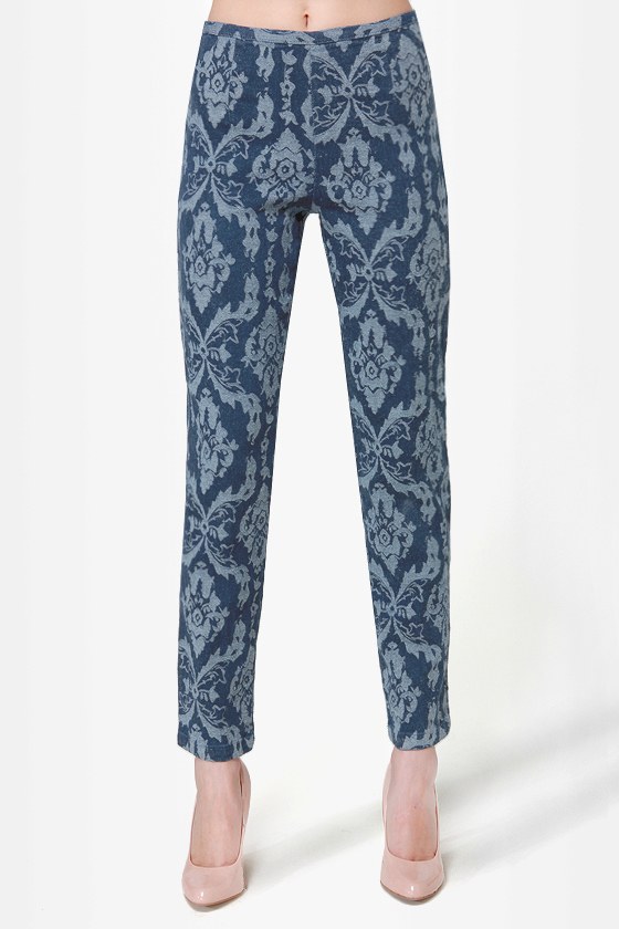 Cute Blue Pants - Jacquard Pants - Skinny Pants - $39.00 - Lulus