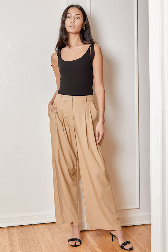 Khaki Pants High Waisted Trousers Tan WideLeg Pants Lulus