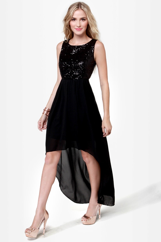 high low sequin dress
