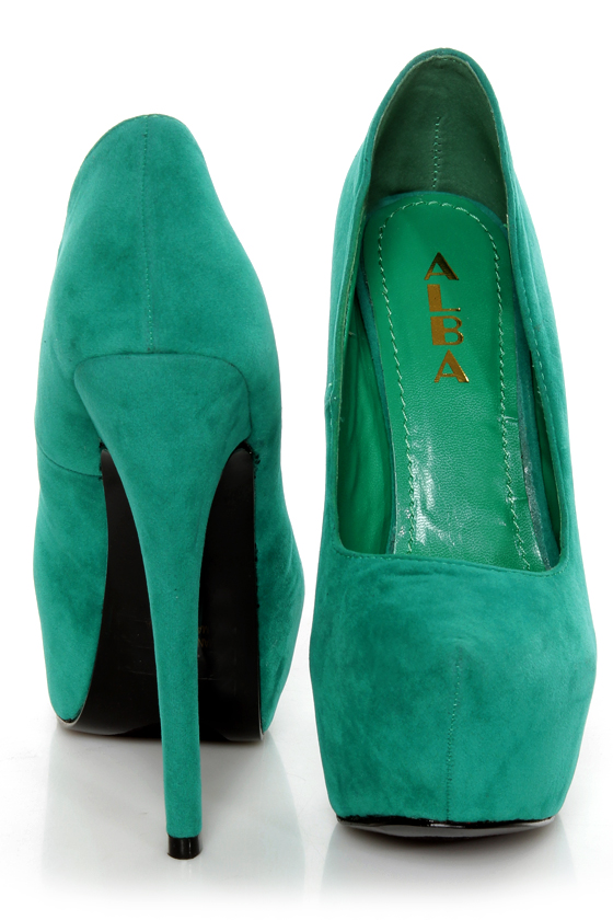 Mystic Sea Green Platform Pumps