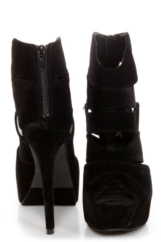 Shelly 4 Black Peep Toe Cutout Booties