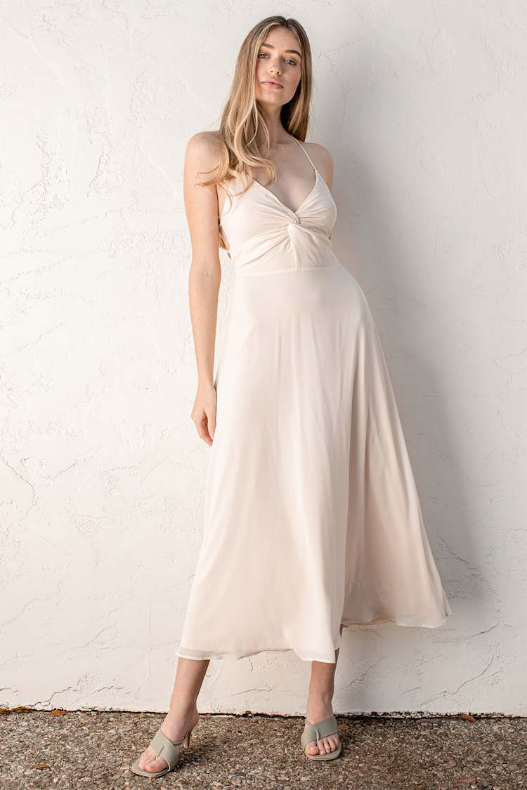 white christmas dresses The Willow Strappy Dress in Coconut Cream main image 0