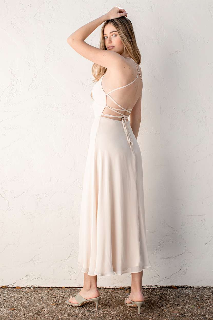 white christmas dresses Carlin Cream and Gold Strappy Maxi Dress M main image 0