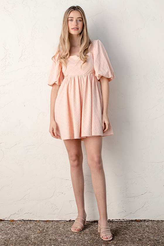 Every Lovely Detail Light Pink Puff Sleeve Babydoll Dress 4