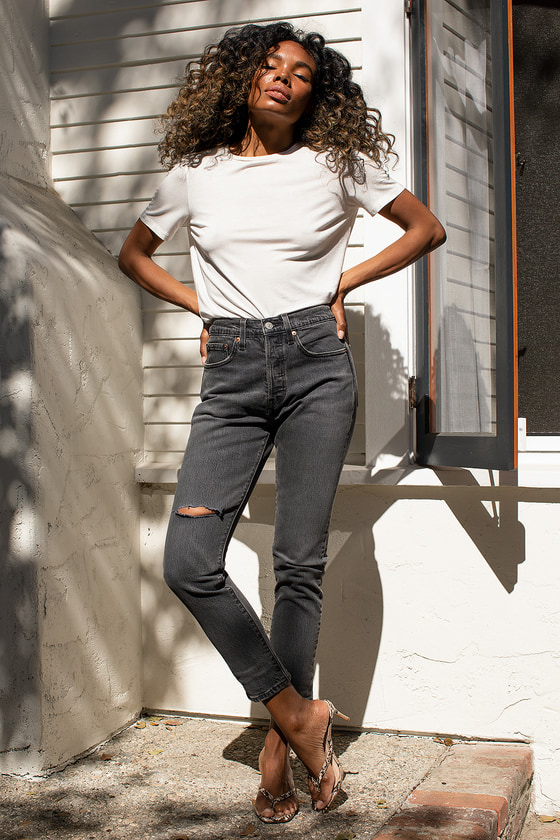 Levi's - Washed Grey Jeans - High Rise Skinny Jeans - Lulus