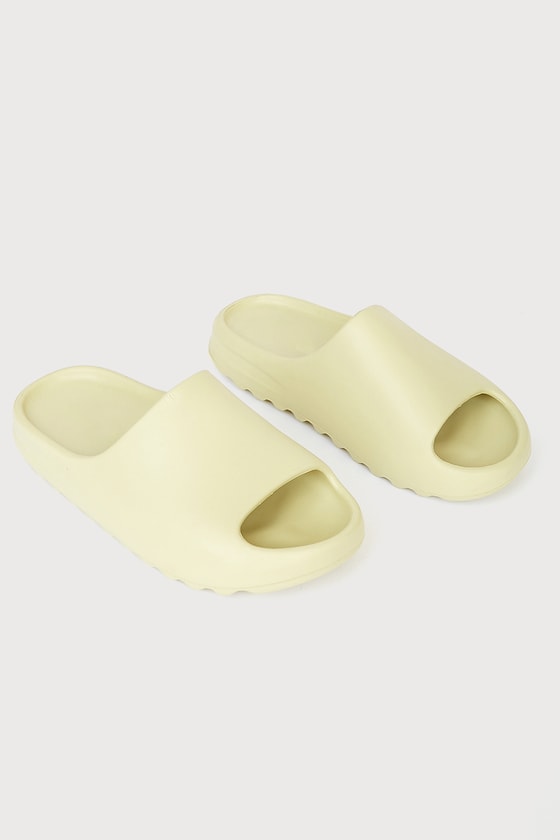 khaki rubber slides
