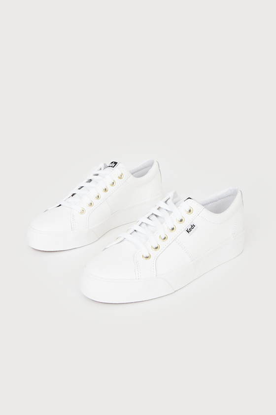 Jump Kick Duo White Leather Platform Sneakers 1