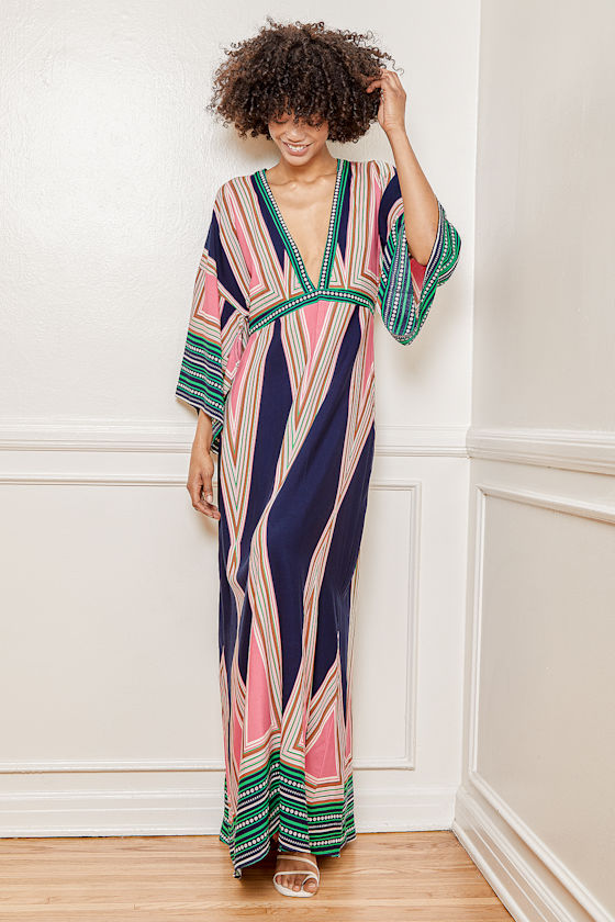 Montecito Navy Blue Print Maxi Dress 5