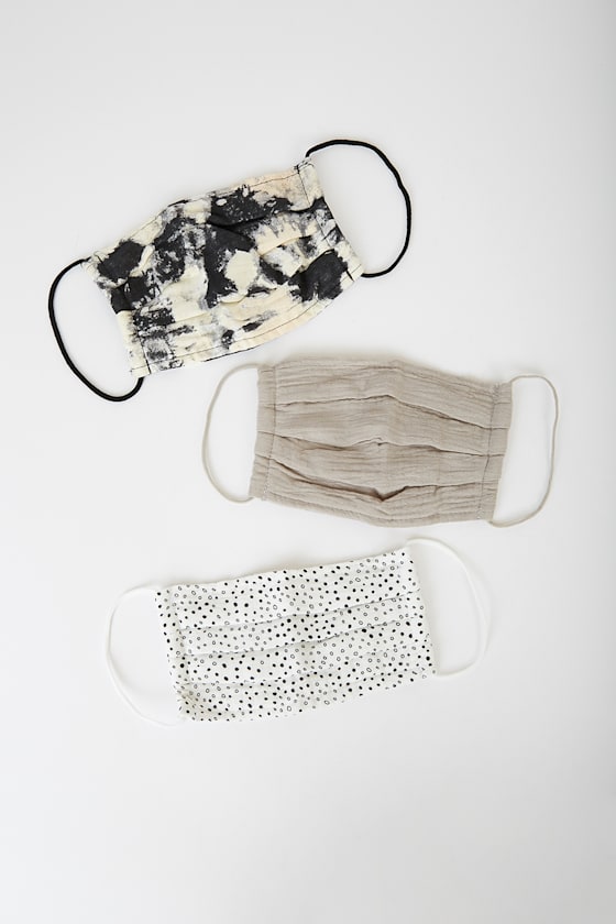 Cute and Covered Neutral Multi Cotton Face Mask Set 3 Pack 2