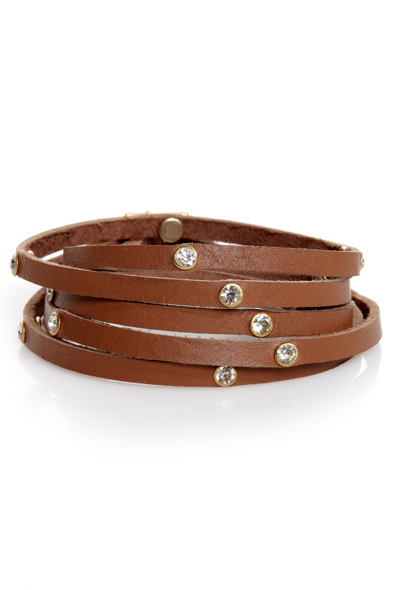 In High Diamond Brown Leather Wrap Bracelet