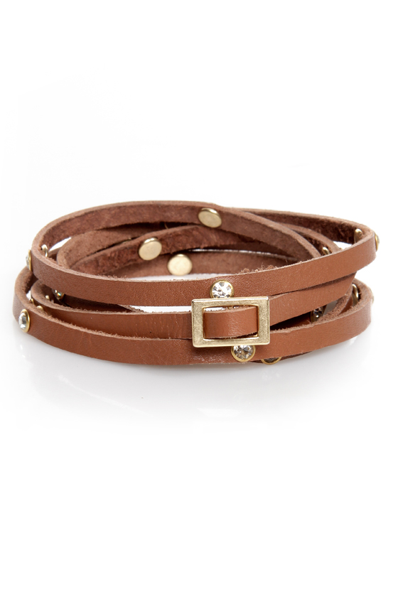 In High Diamond Brown Leather Wrap Bracelet