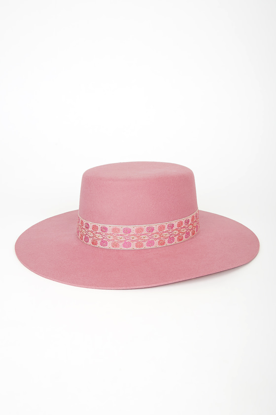 Sierra Rose Pink Wool Boater Hat