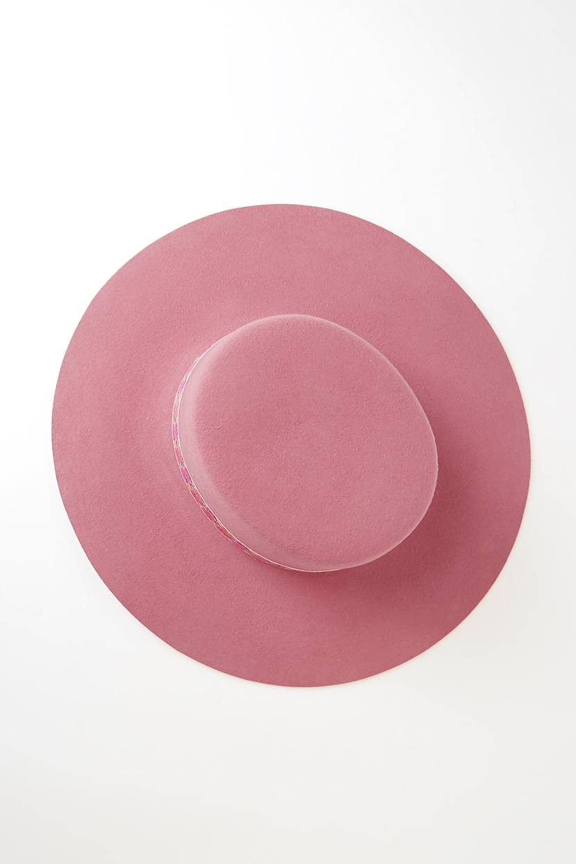 NWT Lack Of Color Sierra Rose Wool Felt Boater Hat In Rose Pink Wide Brim Lack of Color Sierra Boater Hat main image 2