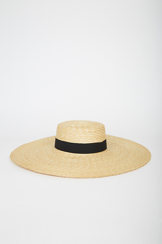 Sailing Away Beige Wide-Brimmed Boater Hat 1