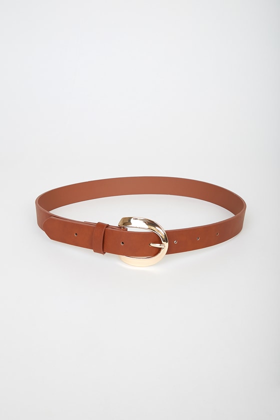 Cute Brown Belt - Faux Leather Belt - Round Buckle Belt - Lulus