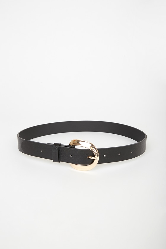 Cute Black Belt - Faux Leather Belt - Round Buckle Belt - Lulus