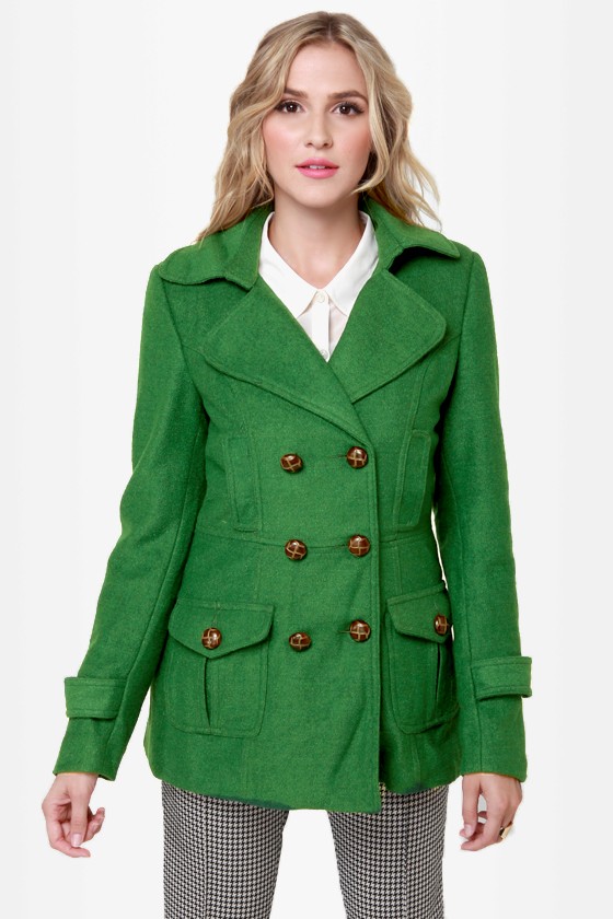 Cute Green Coat - Wool Coat - $65.00