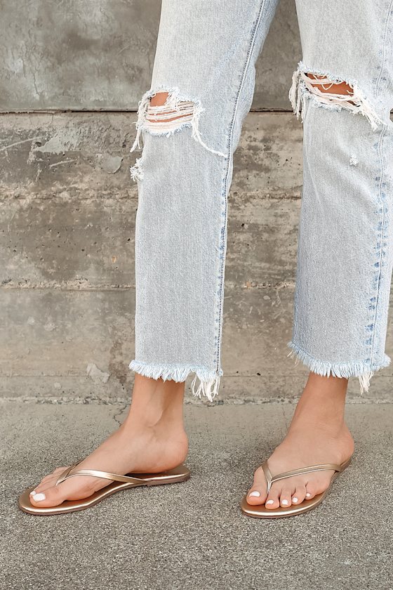 Lila Gold Nappa Leather Thong Sandals 4