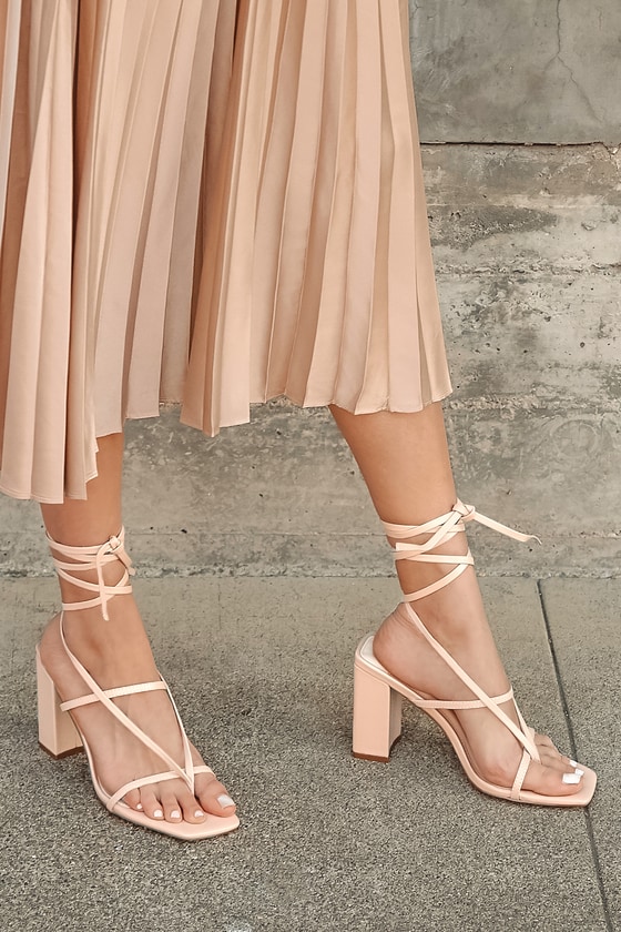 Cute Nude Heels - Lace-Up Sandals - High Heel Sandals - Lulus