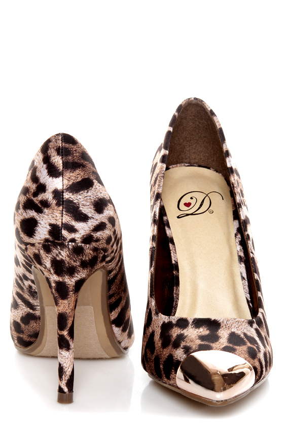 My Delicious Expo Tan Leopard Pointed Cap-Toe Pumps