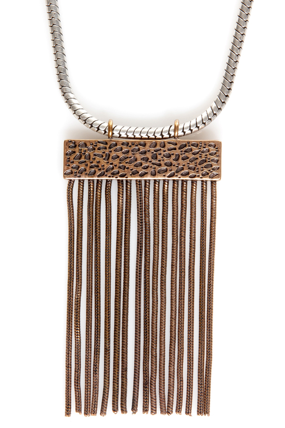 Mink Pink Snake Charmer Fringe Necklace